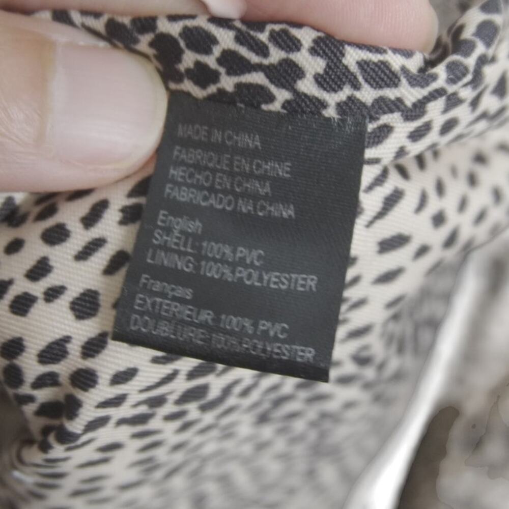 Black Woven Faux Leather Backpack Tote Animal Print Lining Laptop School Bag - Picture 13 of 16